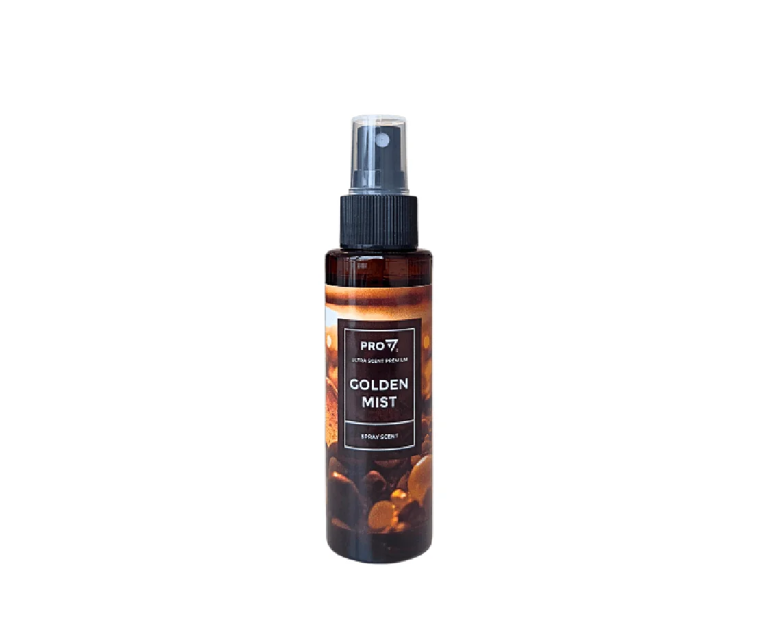 Golden Mist purškiamas kvapas namams ir automobiliui su karamelės ir gėlių aromatais, 100ml buteliukas